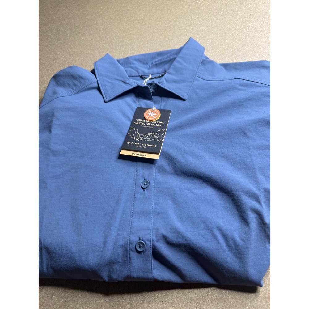 Royal Robbins Womens Wilder Shirt L/S Sea Blue UPF Relaxed Fit Large Y14600128